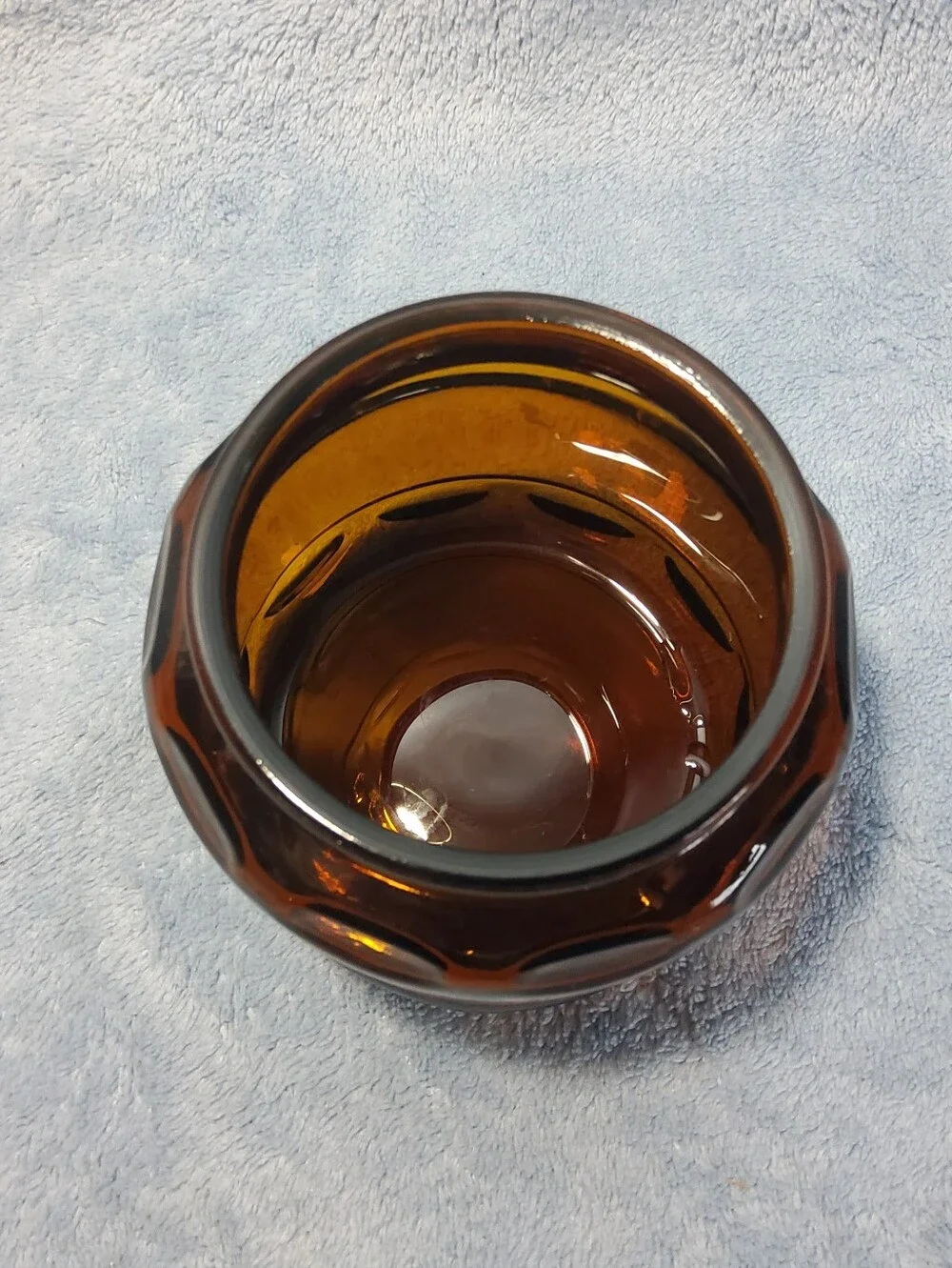 Vintage Dark Amber Glass Apothecary Canister Jar Thumb Print Pattern *No Lid*